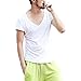 Zbrandy Mens Deep V-Neck T-shirt Men Unisex Sexy Tshirt Fitted Fashion Tees White Size L