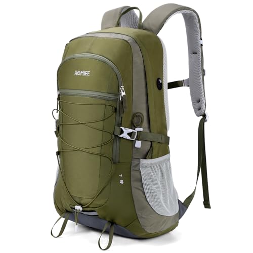 HOMIEE Wanderrucksack Herren Damen 45L Wasserdichter Rucksack Leichter Trekkingrucksack Groß Reiserucksack Sportrucksack mit Reflexstreifen für Campin