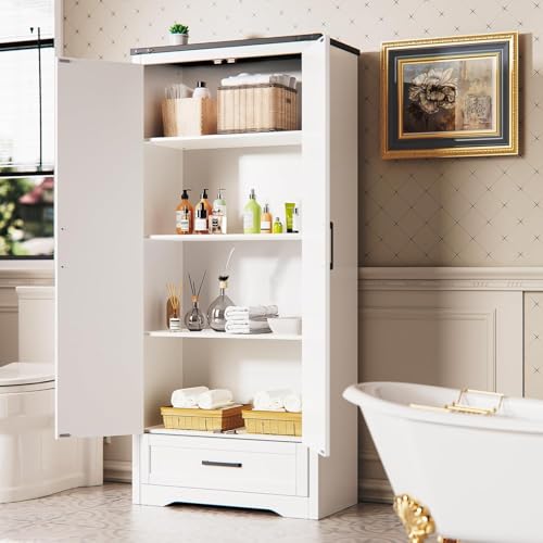 UNKKS Alacenas para Cocina,Muebles para Cocina Modernos,Bufetera Mueble con Cajones,Gran Capacidad Almacenamiento con Divisiones Ajustables,para Cocinas Domésticas 80X40X180CM