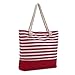 Vera Beach Tote Shoulder Bag Canvas Rope (Red & White Stripe)