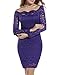 ACEVOG Vintage Dress for Women Long Sleeve Off Shoulder Lace Dress Bodycon Dresses (Large, Purple)