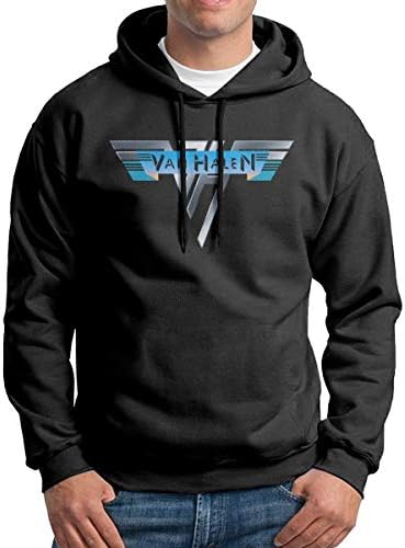 Van Halen Men's Long Sleeve Casual Hoodie Hooded Sweatshirt with Drawstring Black