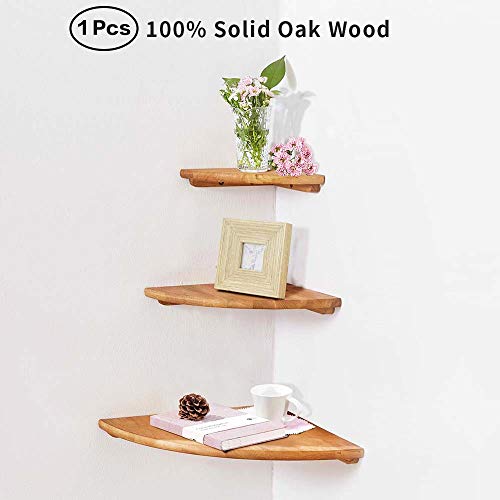 Ipetson Wooden Corner Shelf Unit 1 Pcs Round End Oak Wood Hanging