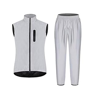 LXC Fietsen Jas Gilet + Broek Set Waterdicht Winddicht MTB Vest Lichtgewicht Voor Fietsen Rijden 2 stks (Kleur: Zilver…
