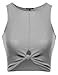 Made by Emma Solid Sleeveless Front Knot Ribbed Crop Tank Top Gray M