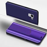Galaxy S9 Plus Case,PHEZEN Luxury Mirror Makeup Case Plating PU Leather Flip Folio Wallet Case [Kickstand Feature] Magnetic Closure Full Cover Case for Samsung Galaxy S9 Plus (Purple)