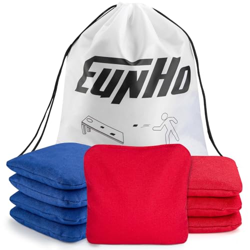 EunHo Cornhole Bean Bags Set of 8 Weather Resistant & Regulation Professional Size/Weight for Cornhole Games with Carry Bag