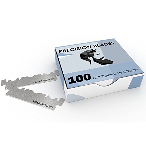 100 Prescision Single Straight Edge Half Razor Derby Blades for Shave and Groom
