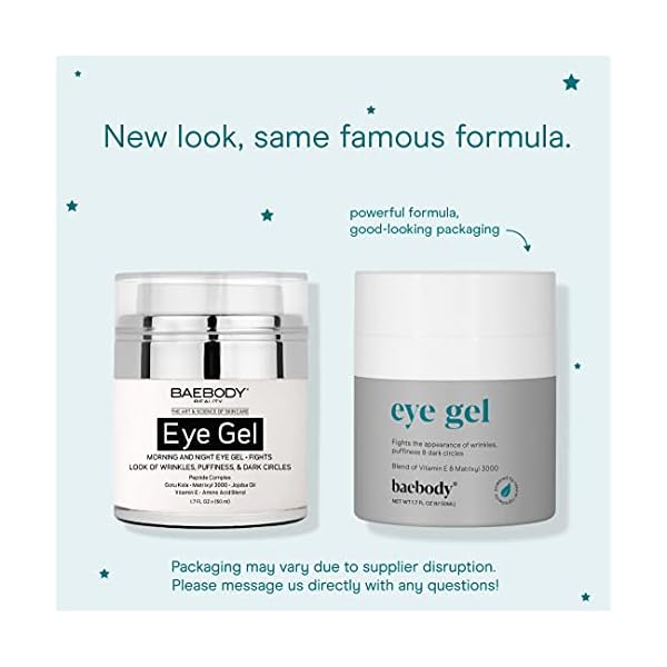 Baebody Eye Gel for Under and Around Eyes to Smooth Fine Lines, Brighten Dark Circles and De-Puff Bags with Peptide…