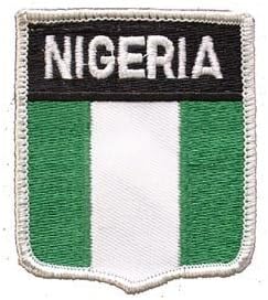 Novelty Embroidery Iron on Patch - International Flag Sheild - Nigeria Crest Applique