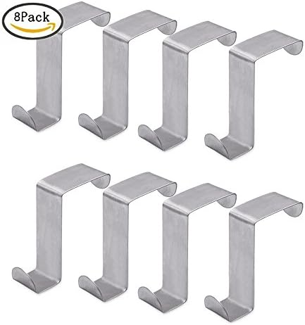 Over the Door Hook Coat/Towel Hooks Rack Heavy Duty Reversible Brushed Stainless Steel (8 Z Hook)
