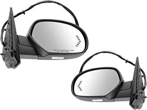 APA Replacement Power Folding Mirror for 2007-2014 SILVERADO SIERRA YUKON TAHOE SUBURBAN AVALANCHE with 7 Dot LED Signal Memory Puddle Light Heated Paint to Match Smooth Cover Passenger Driver Pair