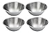 SET OF 4 - 6 1/2 Inch Wide Stainless Steel Flat Rim Flat Base Mixing Bowl