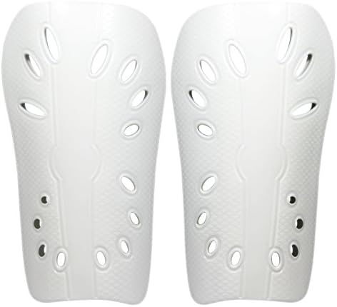 Sportly Youth Soccer Shin Guards - 7.25 Inch Length, 1/3 Inch Ultra Thick Foam Rubber Lining with Hard Cover to Protect Shins, Under Legging Ventilation,Shin Support Minimizes Injuries Large White
