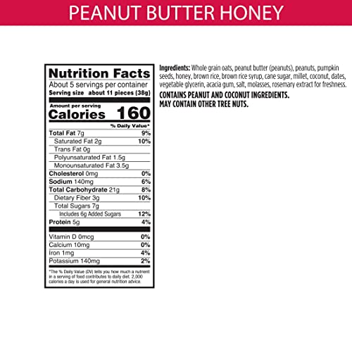 BEAR NAKED GRANOLA BITES, VEGETARIAN, GLUTEN FREE SNACKS, PEANUT BUTTER AND HONEY, 7.2OZ BAG (1 BAG)