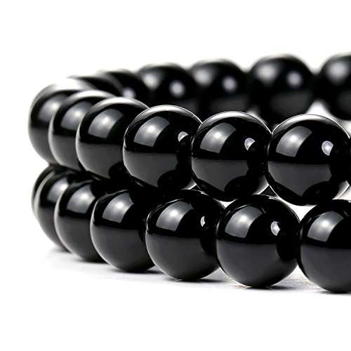 10mm Natural Black Onyx Beads Round Gemstone Loose Beads for Jewelry Making (38-40pcs/strand)