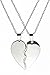 beautifly Handmade Pendant Necklaces with a 16-inch Chain in Silver Color Unique Premier Designs Vintage, Modern or Classic Styles (Two Pieces Heart) (no Letters)