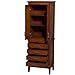 Wyndham Collection Hatton Bathroom Linen Tower in Light Chestnut with Shelved Cabinet Storage and 4 Drawers