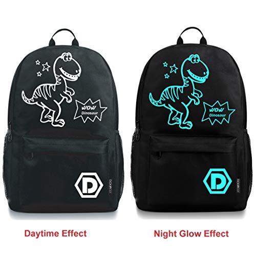 DOLIROX Luminous Schoolbag Anime School Backpack Shoulder Daypack Laptop Bag with USB Charging Port/Cable/Pencil Case and Password Lock for Travel Hiking (Medium, Black B)