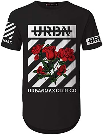 UrbanMax Mens Streetwear Hip Hop Hipster All Over Printed Printed Long T-Shirts