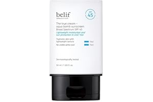belif Aqua Bomb SPF 45 Hydrating Niacinamide Sunscreen (1.69 fl. oz) - The True Cream PA++++, Daily Broad Spectrum, No White Cast, Weightless & Invisible, Non-Greasy, Korean Skincare