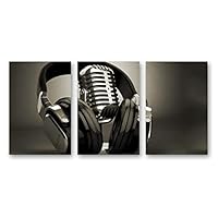 3 Piece Canvas Wall Art Microphone Canvas Prints Home Artwork Decoration for Living Room,Bedroom - 16