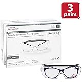 SAFE HANDLER Duarte Premium Over Glasses 3 PAIRS | ANSI Z87.1, Impact Resistant Polycarbonate Lens, UV400, Anti-Fog &amp; Anti-Scratch, Box of 3