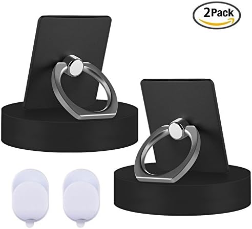 Phone ring holder /cell phone mount stand 2 Pieces, metal finger grip stand holder ring,car mount for iPhone 6s plus 7 plus, Samsung Galaxy S7 edge HTC Smartphones Tablet phone ring (Black Square)