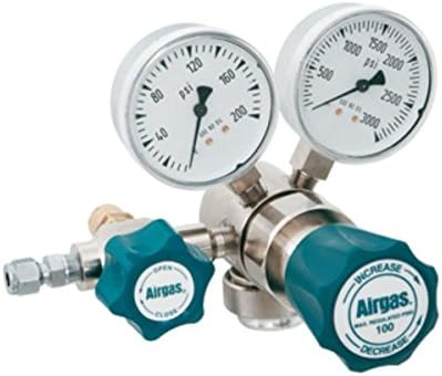 - 25 PSI Delivery Single Stage High-Purity Brass Pressure Regulator With 3000 PSI Maximum Rated Inlet Pressure, CGA-510 (Smart Indicating Purifier Base Included)