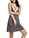 Hotouch Women's Spin Sleeveless Slip V-Neckline and Lace Tirm Nightgowns Gray XL