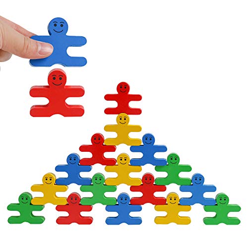 kizh Balance Building Blocks, Wooden Stacking Game Toys Toddler Fine Motor Skill Toy Balance Block Balancing Game Learning Educational Toys for Kids Children Toddlers Preschool Boys and Girls 16 Pcs