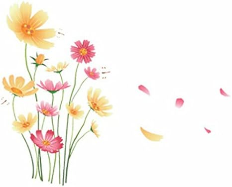 Amazon ウォールステッカー 植物 花 コスモス おしゃれ 御洒落 ステッカー カフェ ピンク 黄色 色 緑 グリーン かわいい カラフル 壁紙 身長計 北欧 キッチン トイレ 英字 フラワー 葉 蝶 花びら 鳥 洗面所 階段 玄関 枝 モダン 森風