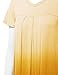 WT1085 Womens Dip Dye V Neck Short Sleeve Pleats Tunic Top XXXL YELLOW