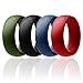 ROQ Silicone Rubber Wedding Ring for Men, Comfort Fit, Breathable Rubber Engagement Band, Men's Wedding Band, 8mm Wide 2mm Thick, Dome Solid, 4 Pack, Olive Green, Black, Blue, Red, Size 9