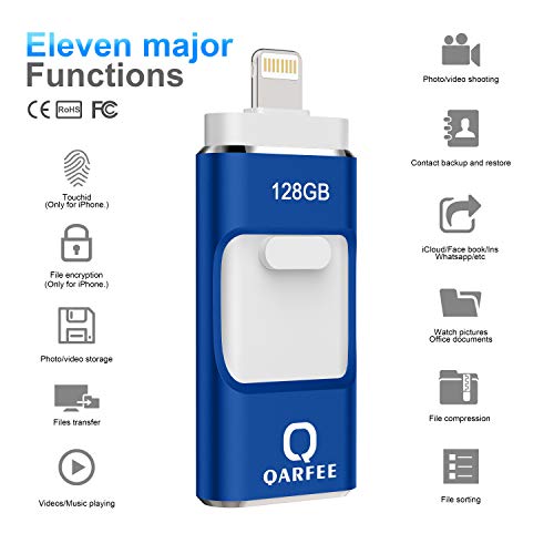 iPhone Photo Stick for iPhone USB Flash Drive 128GB Memory Stick Backup Drive OTG Smart Android Type C USB Phone Thumb Drive Memory Stick iPad Storage USB 3.0 Flash Drive iPhone Jump Drive QARFEE - Thumbnail 2