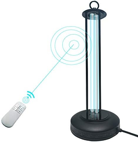 RAIN QUEEN 220V/36W Air Purifier UV-C Mobile Room Steriliser Light Ozone Remote Control Kills 99% of Bacteria viruses and Mould for Car Household Refrigerator Toilet Pet Area Home (Black)