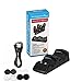 Pecham DualShock 4 Dual Charging Station – PS4/PS4 Slim Controller Charger Dock – Modern Design & LED Indicator – USB Cable & 8 Thumb Grips for Joysticks Included – Black