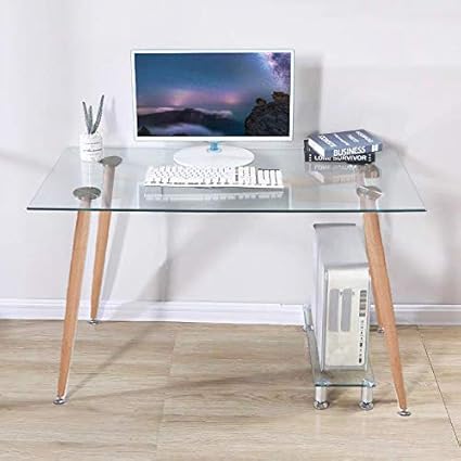 Goldfan Tempered Glass Computer Desk Modern Student Study Desk For Home Office Corner Writing Desk Table 120cm Amazon Co Uk Kitchen Home