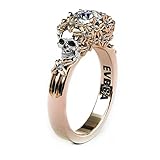EVBEA Simulated Diamond Engagement Rings Rose Gold Halo CZ Flower Skull Promise Rings