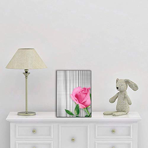 Pink Wall decor for girls bedroom Decoration Framed Flowers Wall Decor canvas bathroom pictures 3 Pieces rose bathroom decor wall art Beige Wood Board Floral teenage girl room decor painting 12×16 Inch