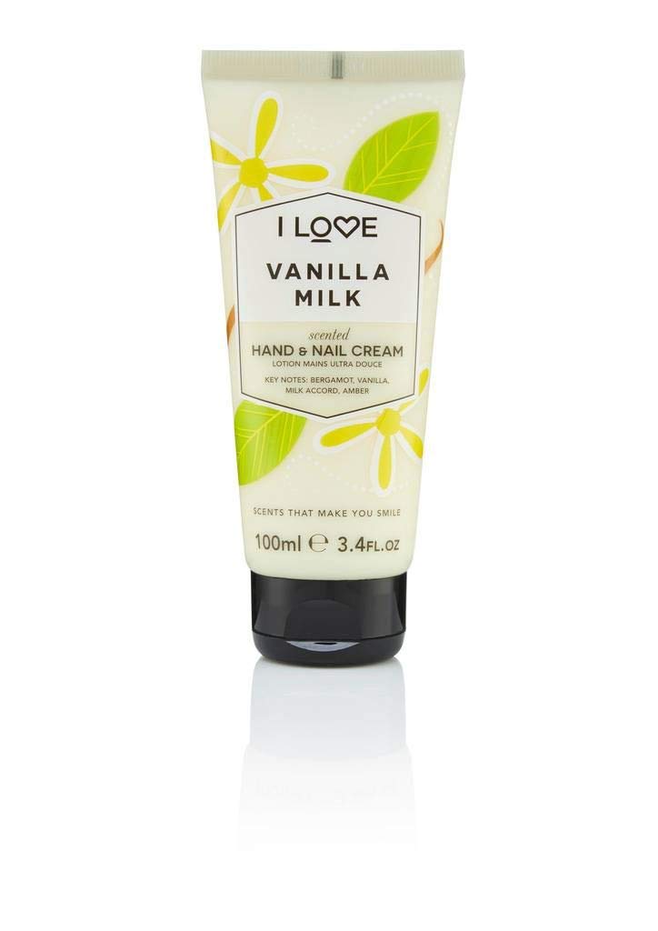 I Love Vanilla Milk Scented Hand & Nail Cream, Packed With Shea Butter & Coconut Oil to Rejuvenate & Nourish the Skin, 93% Naturally Derived Ingredients Including Vitamin, VeganFriendly 100ml