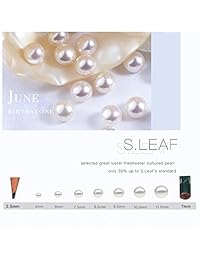 S.Leaf Pendientes de perlas de plata de ley para mujer, pendientes de perlas de agua dulce AAAAA