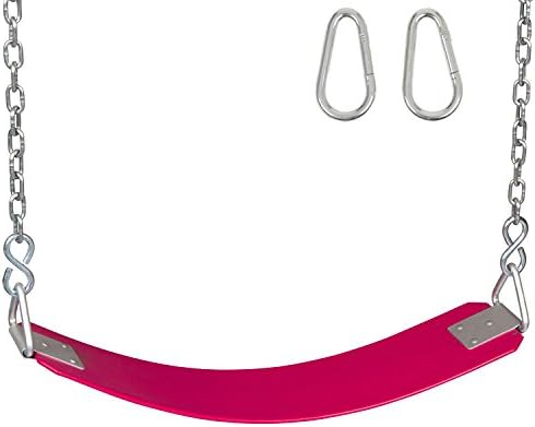 Swing Set Stuff Commercial Rubber Belt Seat with Chains & Hooks SSS Logo Sticker Playground Swing, Pink