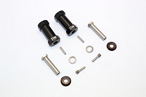 Axial RR10 Bomber Upgrade Parts Aluminum Wheel Hex Adapters 27mm Width (Use For 4mm Thread Wheel Shaft & 5mm Hole Wheel) - 1Pr Set Black