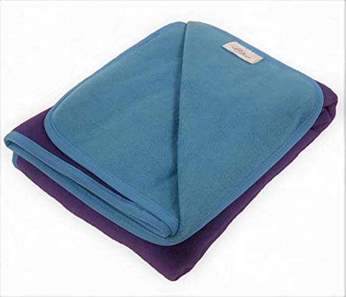 TOP Waterproof Blanket, Deluxe Bed and Furniture Protector for People and Pets, Reversible, Leak Proof Moisture Barrier, Soft Fleece (Purple Blue Reversible, MidSize 60x40)