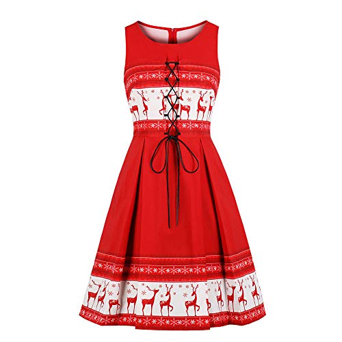 Women Dress Plus Size Womens Vintage Sleeveless Christmas Elk Printed |  Desertcart Brunei