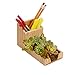 MobileVision Bamboo Pencil Holder with Tray for Storing and organizing Small Stationary Items Such as paperclips, Business Cards, and notepads
