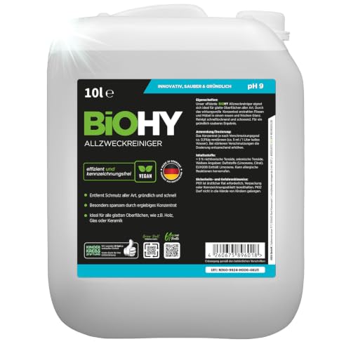 BiOHY Allzweckreiniger (10L Kanister) | Bodenreiniger Konzentrat für Parkett, Fliesen & Hartböden | Reiniger für Wischroboter, Saugwischer & Saugrobot