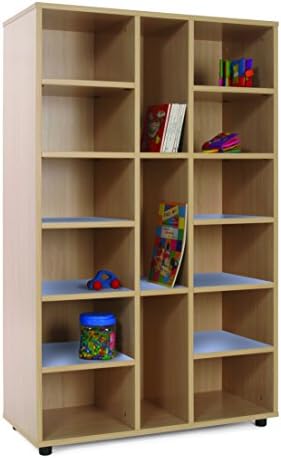 Mobeduc 600308HP14 Shelving Storage with 15 Compartments, 90 x 147 x 40 cm, Lavander Blue