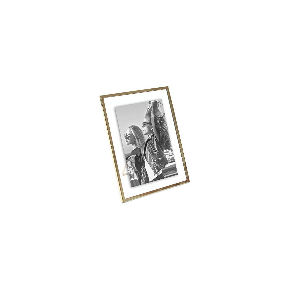 MIMOSA MOMENTS Gold Metal Floating Pressed Glass Picture Frame with